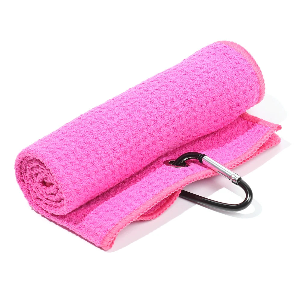 Cotton High Water Absorption Microfiber Cleaning Towels Golf Towel With Carabiner Hook Cleans Clubs