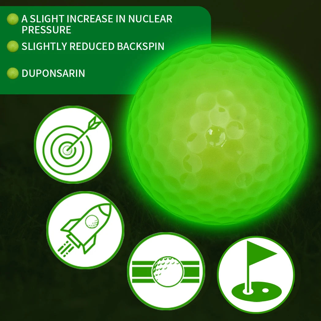 Caiton Glow Golf Balls for Night Sports，Tournament Fluorescent Glowing in The Dark Golf Ball，Long Lasting Bright Luminous Balls
