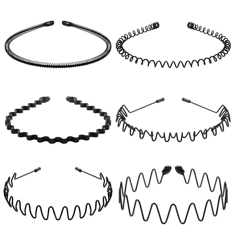 6PCS Unisex Metal Hairband, Toothed Comb Is Non - slip, Elastic and Smooth, Suitable for Outdoor Sports, Beauty Care, etc.