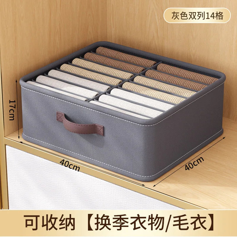 Wardrobe Clothes Storage Organizer Sweater T-Shirt Storage Box Thickened Pants Storage Box With PP Board Cabinet Foldable Drawer