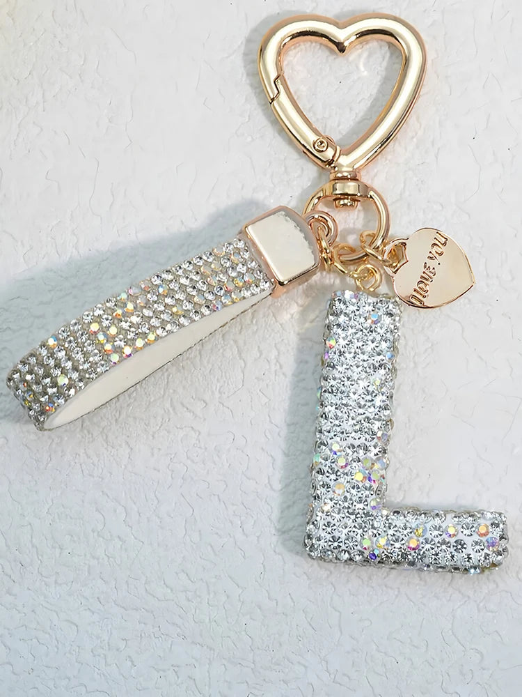 Elegant Diamond Letter Keychain – Lady Bag & Car Accessory