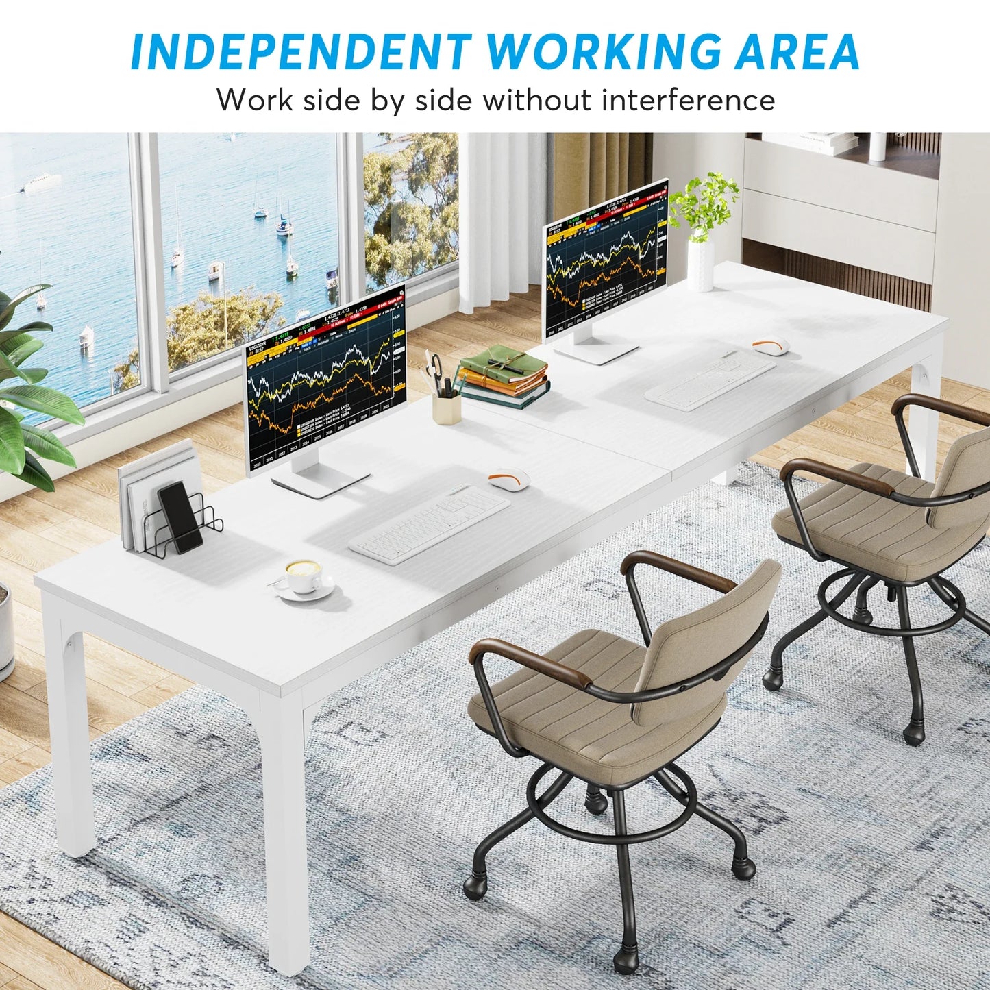 Tribesigns 78.7 Inches Extra Long Computer Desk 2 Person Desk, Double Long Desk, Workstaion for Home Office