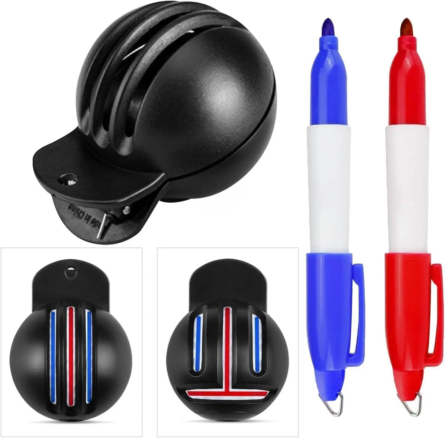 Fade-Resistant Golf Ball Liner, Advanced Design Ball Marking Tool | 1 Alignment Tool with 2 Golf Ball Stamp Markers, Golf Ball