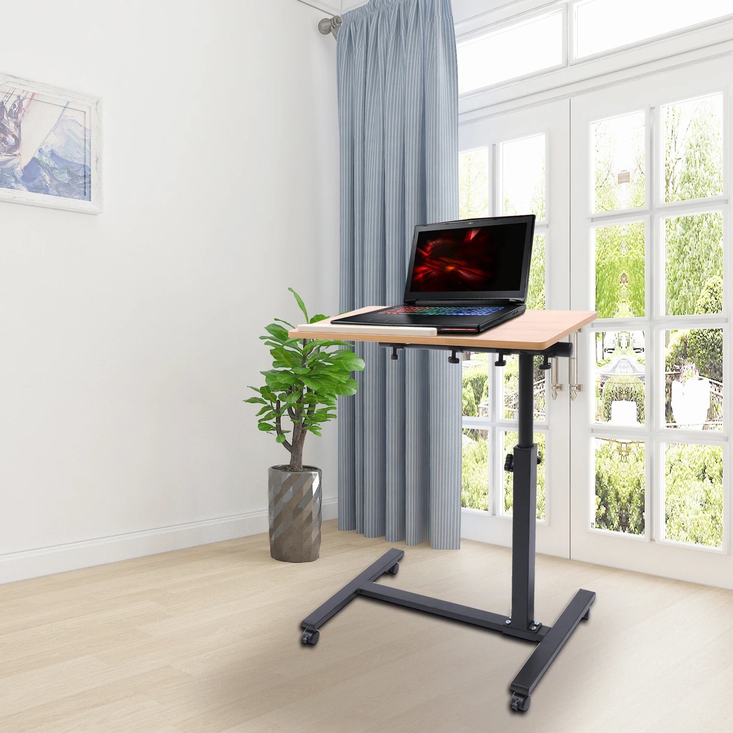 58-90cm Adjustable Mobile Standing Computer Desk Laptop Desk for   Office Livingroom Lounge Study Bedroom