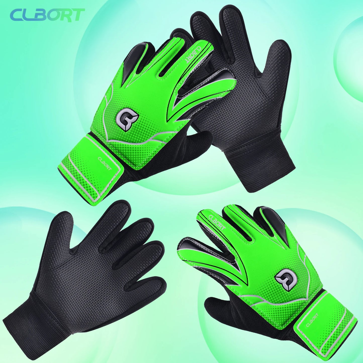 1 pair Non-Slip Soccer Goalie Gloves with Double Wrist Protection