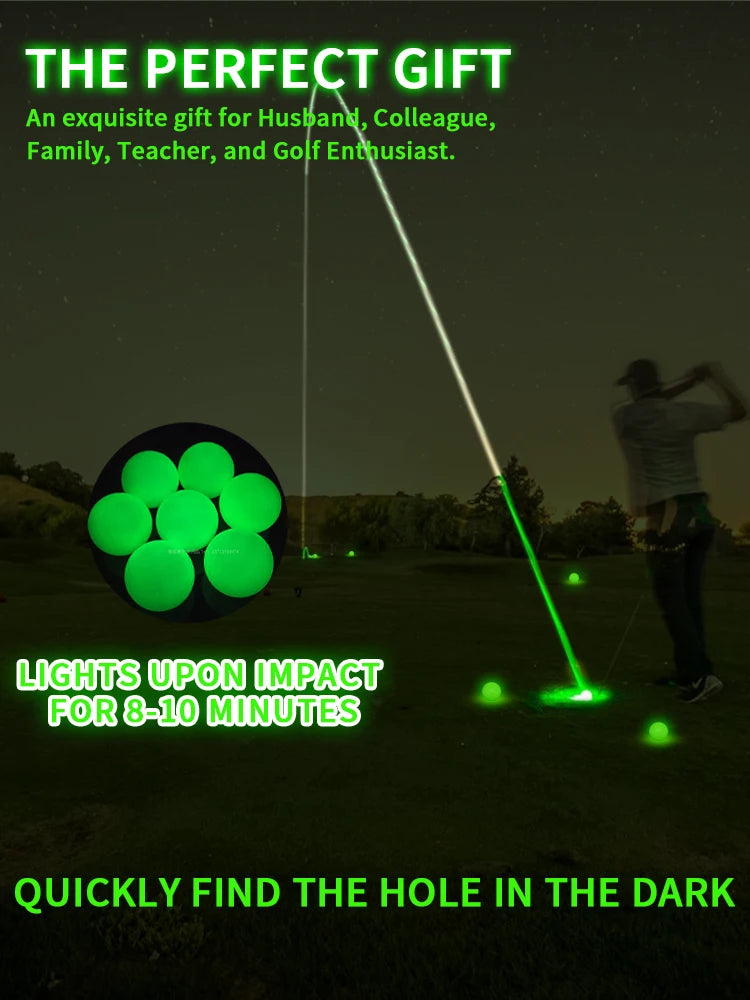 Caiton Glow Golf Balls for Night Sports，Tournament Fluorescent Glowing in The Dark Golf Ball，Long Lasting Bright Luminous Balls