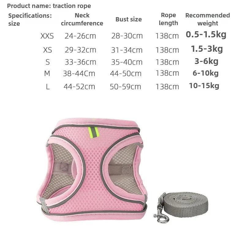 Pet Things Cat Accessories Cute Adjustable Cat Collar and Leash Set for Walking Safe Reflective Soft Comfortable Vest