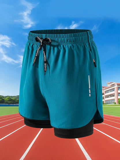 Men Quick Dry 2 in 1 Running Shorts Polyester Elastane