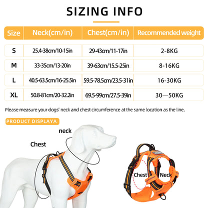 No Pull Dog Harness Front Clip Reflective Heavy Duty Handle For Large Dogs