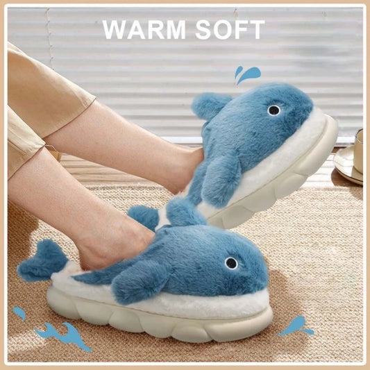 Soft Plush Shark Slippers For Adults Indoor Anti-Skid Winter House Slippers