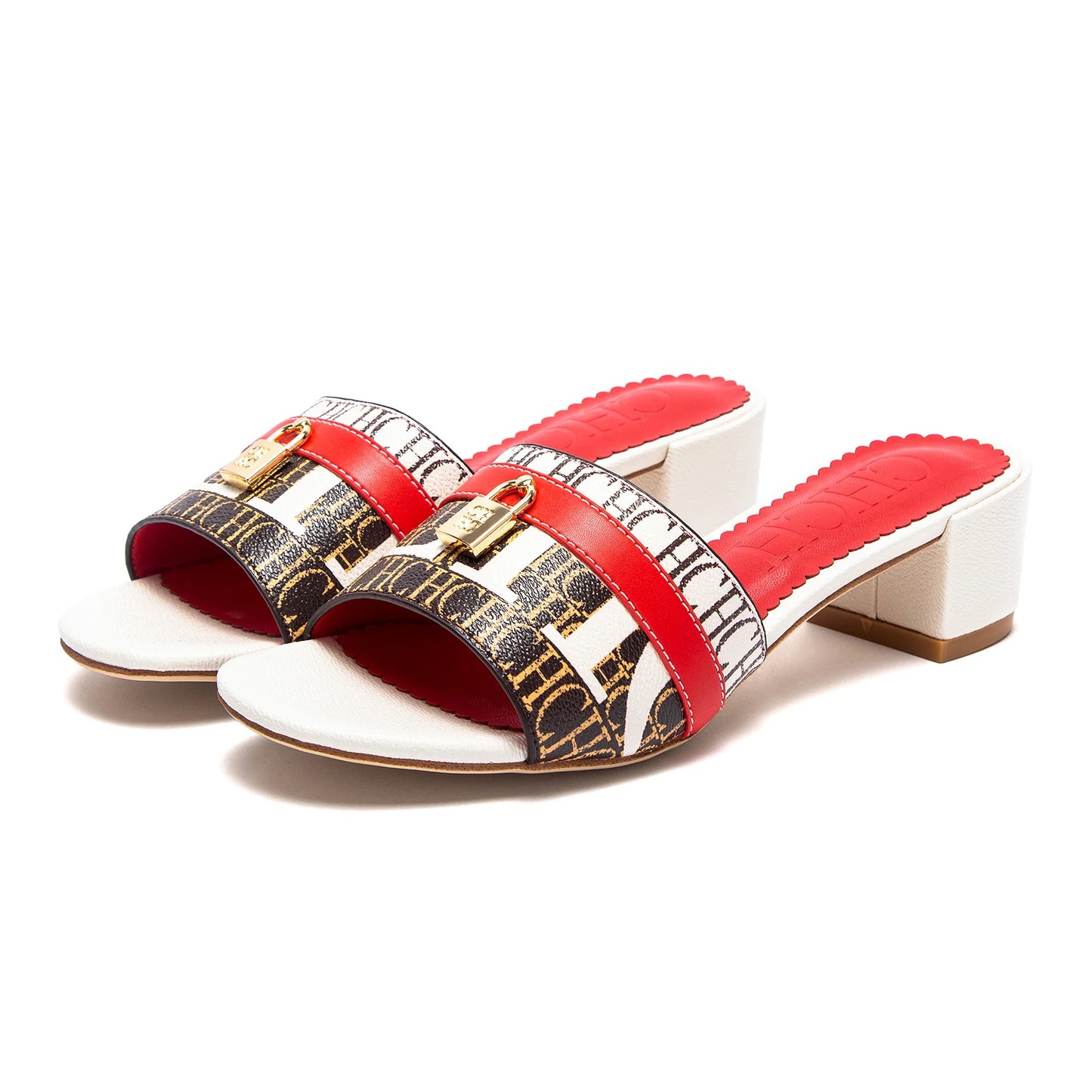 CHCH Women's Heels Sandals Low Block Chunky Heeled Sandals Slide Sandals Slip on Comfortable Casual Pumps Shoes 5cm