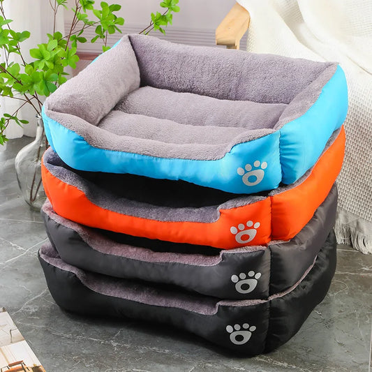 Color Square Winter Dog Bed – Soft Warm Pet House Mat, Waterproof Cat Bed
