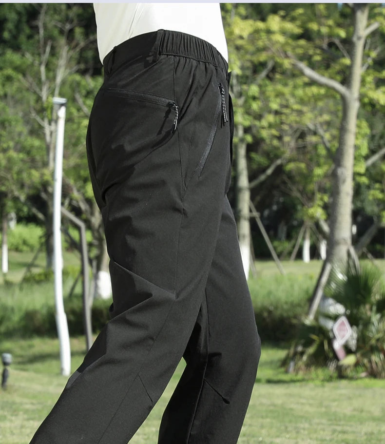 Golf Pants Men Sun Protection 50 UPF Stretch Slim Fit Summer Quick Dry Lightweight Breathable Tapered Leg Pants Zipper Pockets