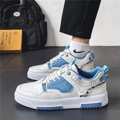 Men's Breathable White Casual Sneakers With Thick Sole