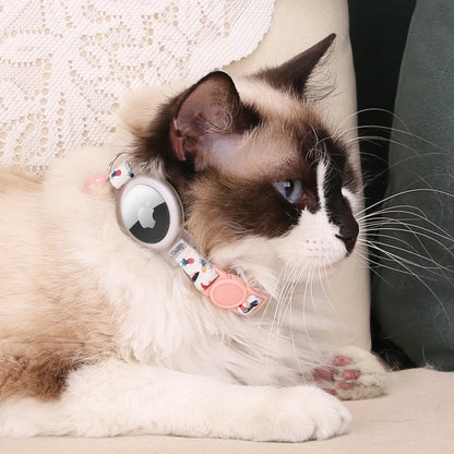 Pink Nylon Cat Collar With Bell For Tracking Device