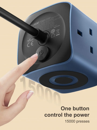 3-Outlet Cube Power Strip 2m Cord 65W Surge Protector USB UK US EU Plugs