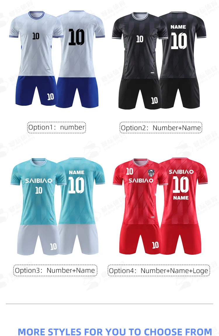 Adult Kids Personalize Football Jerseys Soccer Uniform MAN Women Team Training Quick-Drying Sportswear  Futsal Tracksuit Outfit