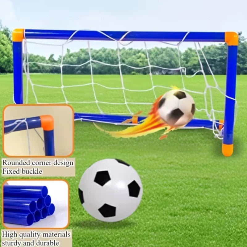 Portable Indoor/Outdoor Toy Football Goal Set44x25cm - Micro Soccer Net Pump&Ball Lightweight Kids Training Park Beach Games