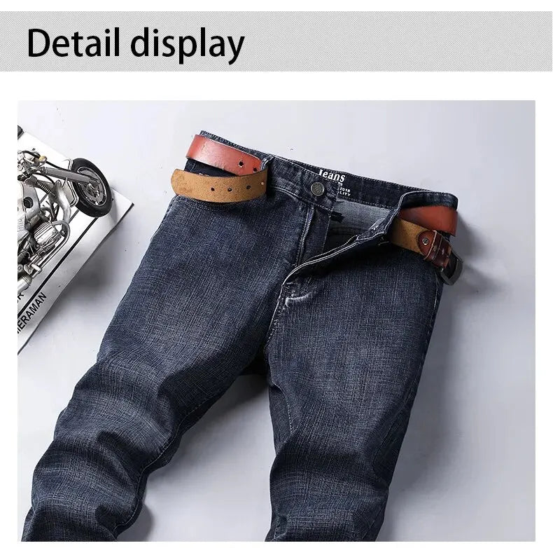Mens Jeans Slim Fit Straight Leg Denim Trousers Blue Or Black