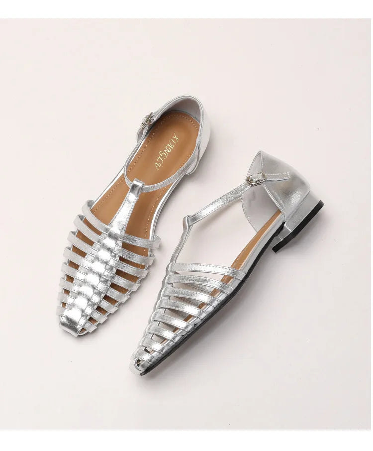 ZAROY Summer Cross Strap Flat Sandals Women Round Toe Ankle Buckle Hollow Casual Roman Sandalia Zapatos De Mujer сандали