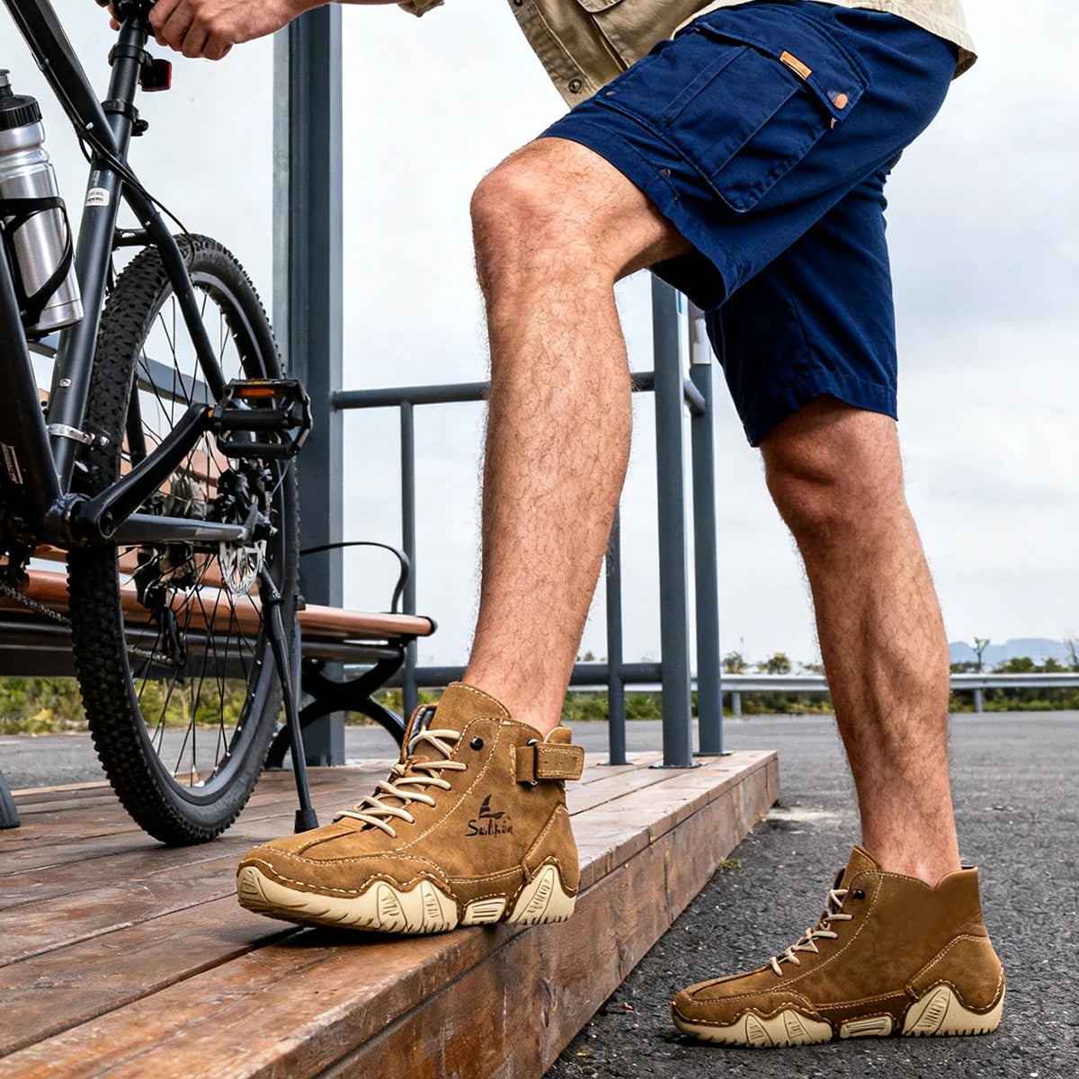 Handmade Outdoor Men Boots Men Casual Leather Shoes Autumn Retro Breathable Casual Men's Sneakers White Lace Up Ankle Boots