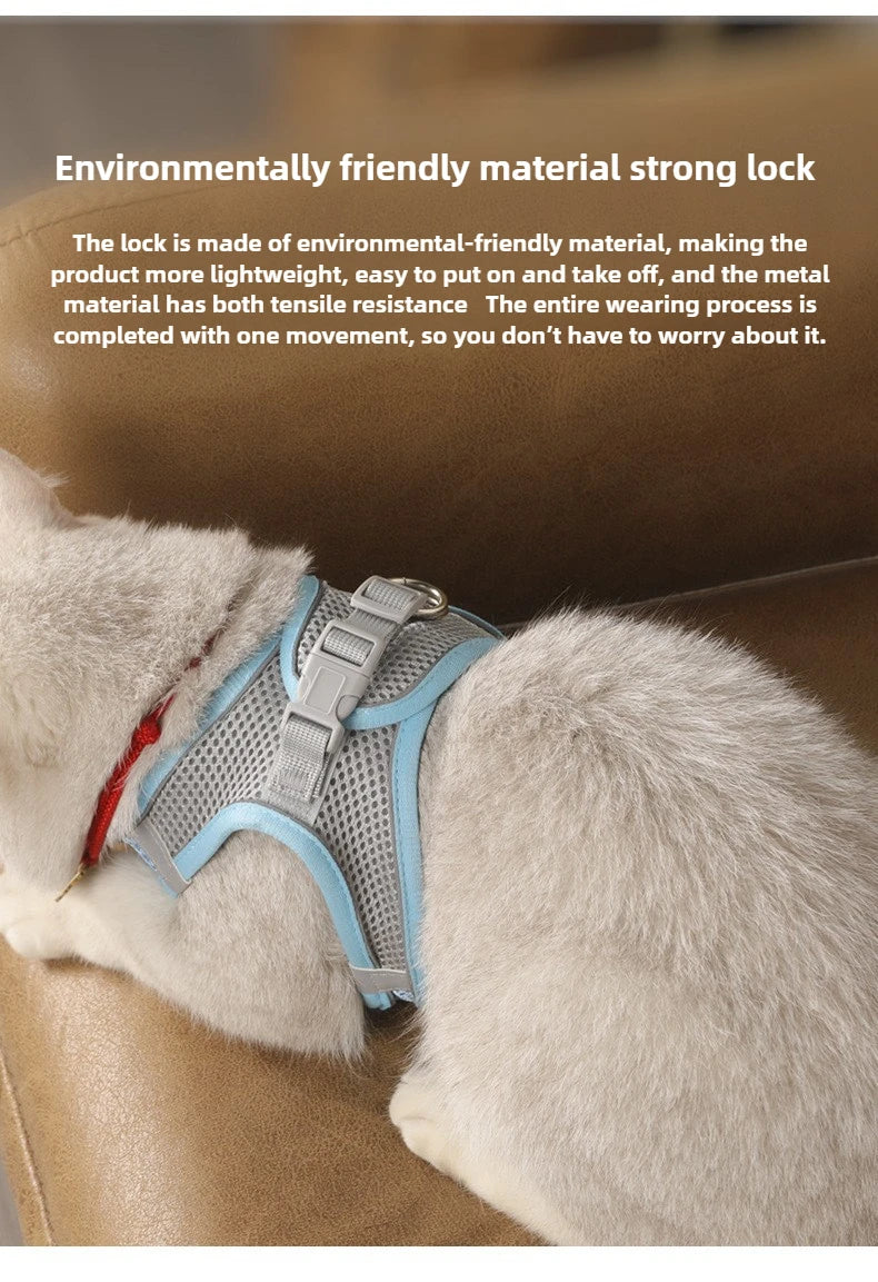 Pet Things Cat Accessories Cute Adjustable Cat Collar and Leash Set for Walking Safe Reflective Soft Comfortable Vest