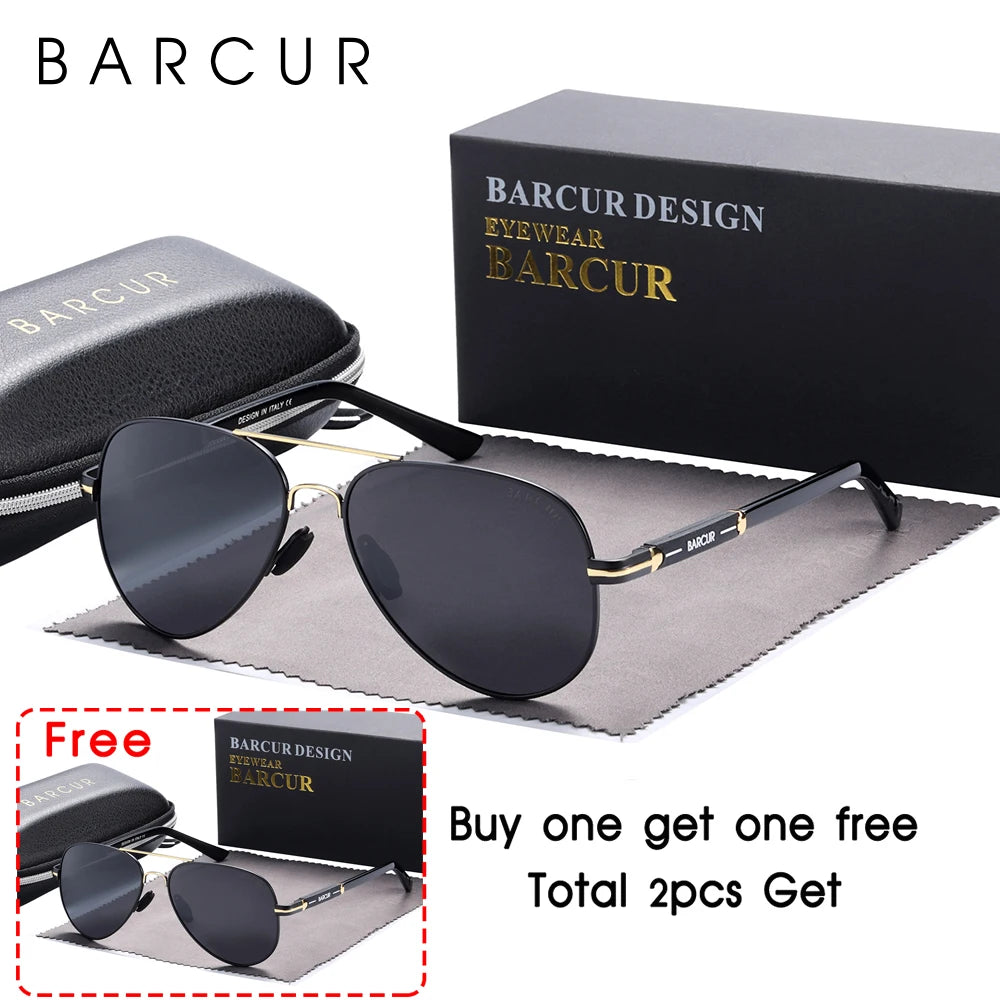 BARCUR Polarized Mens Sunglasses Pilot Sun Glasses for Men Accessories Driving Fishing Hiking Eyewear Oculos Gafas De Sol