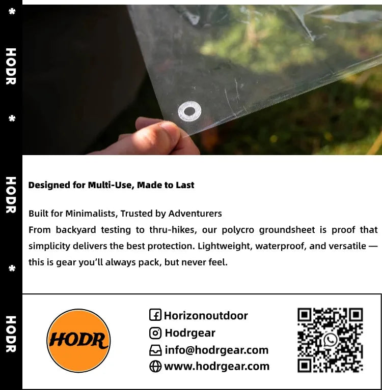 Ultralight Polycro Footprint 69g — Waterproof Tent Groundsheet Tarp Mat, Compact Portable Camping Gear, Hiking Shelter Accessory
