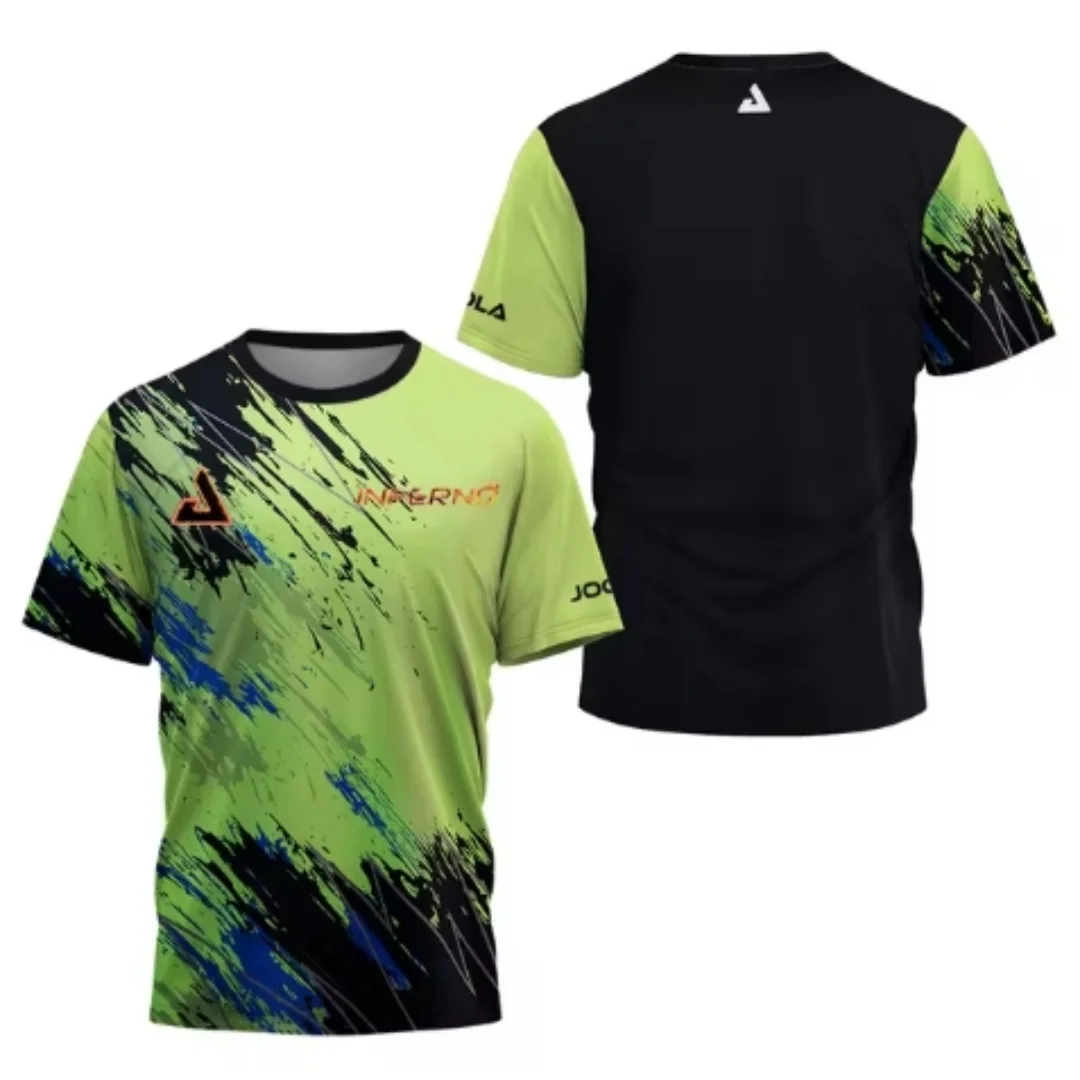 2024 New Men's T-shirt Summer Fashion Table Tennis Flower Printed Short sleeved Badminton Tennis Quick drying Short sleeved Men'