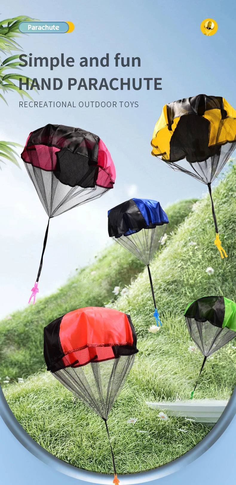 6/12PCS Parachute Toy Tangle Free Outdoor Flying Parachute Hand Throw Flying Toys for Spring Children's Day Kids Party Favors