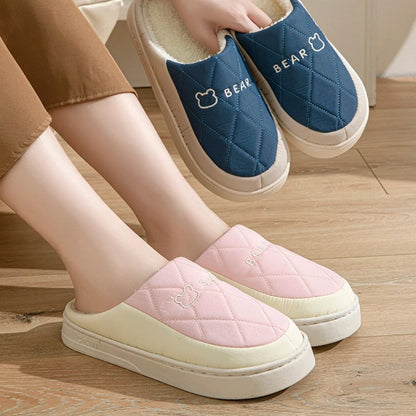 Winter Waterproof Slippers For Men With Plush Insole And Non Slip