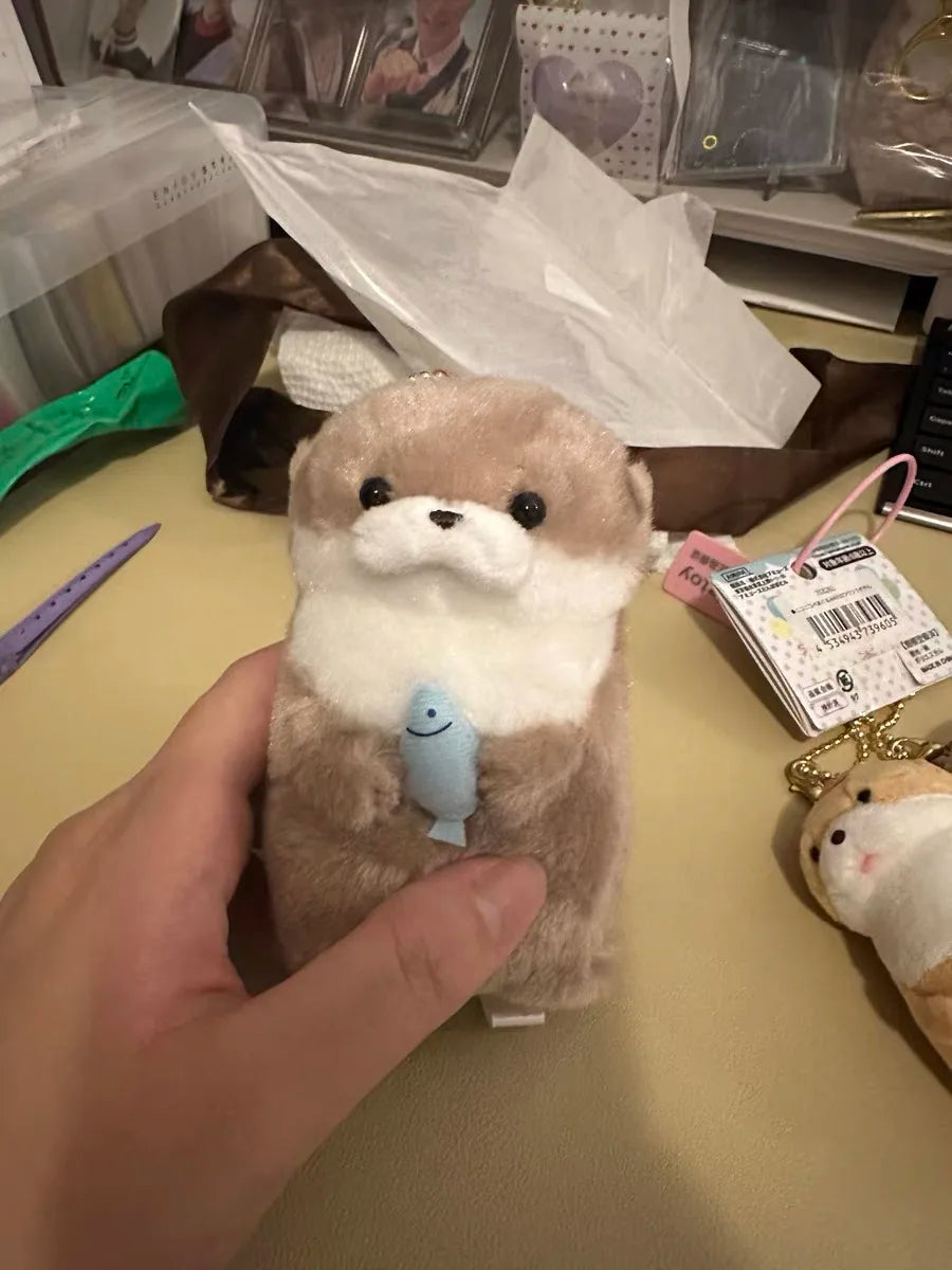 Cute Little Otter Hug Fish Plush Doll Pendant Doll Gift Gift Cute Girl Heart Keychain Pendant Creative Gift