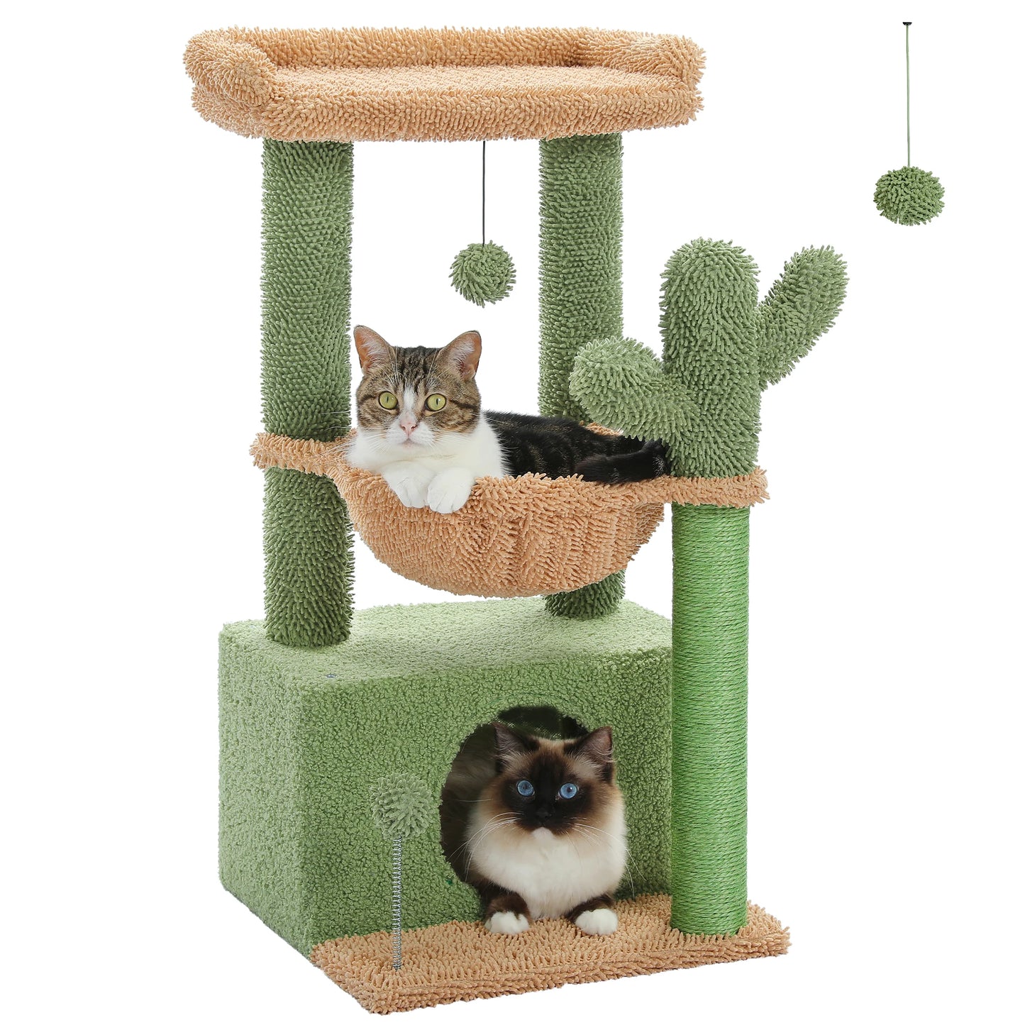 Small Cat Tree with Cozy Condo Hammock Top Perch Cat Scratching Post for Indoor Multi-Level Cat Tower Cat Scratcher Kitten Toys