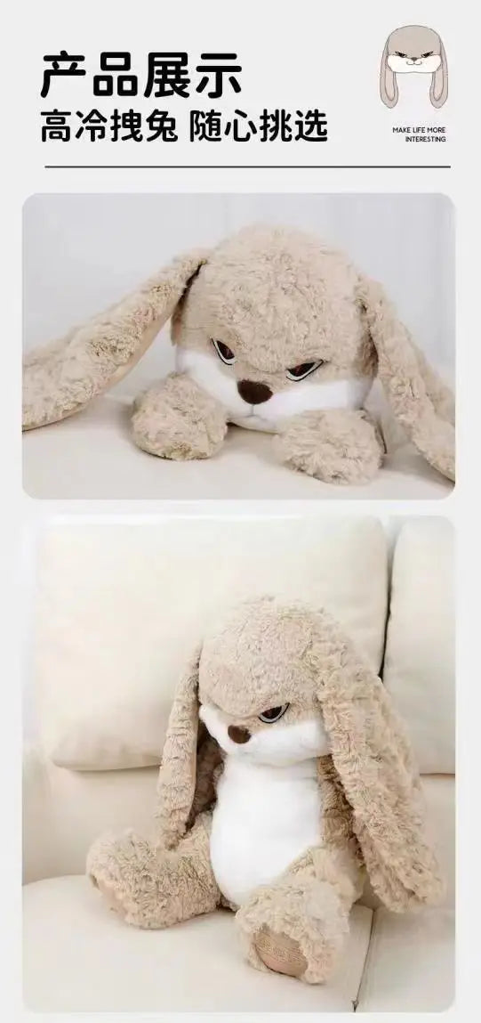 Large Size Angry Rabbit Plush Toy Cute Animal Plushie Doll Kawaii Stuffed Soft Toys Model Room Decor Birthday Gifts