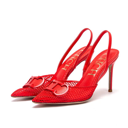 Women's Breathable Mesh High Heel Pumps Black 9 cm Heel