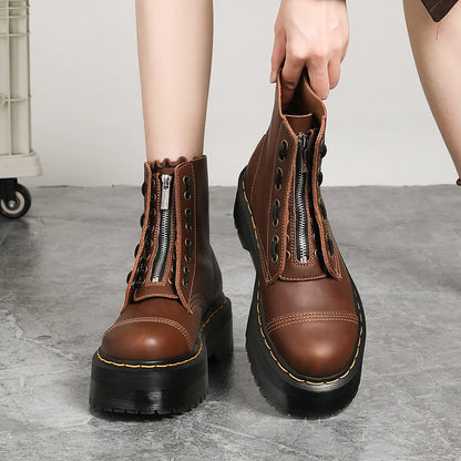 Men's Leather Boots Waterproof Ankle Outdoor Work Motorcycle