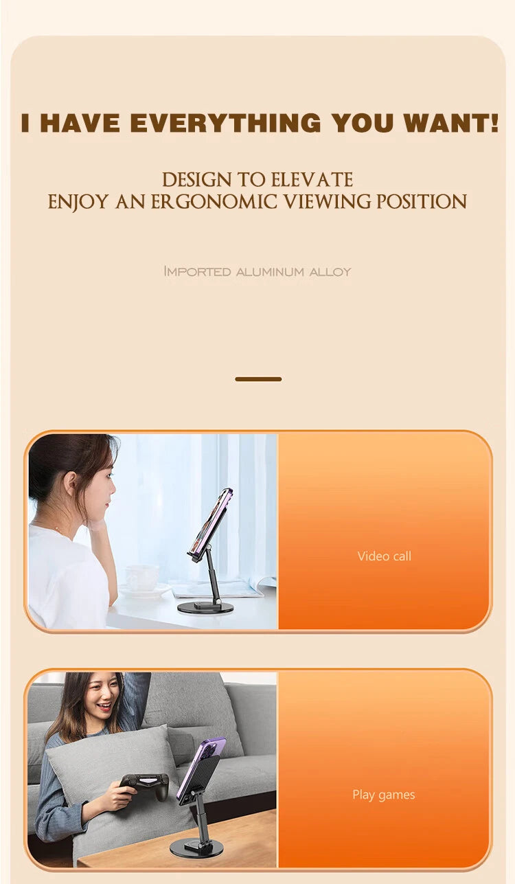 360 Degrees Rotable Metal Desk Mobile Phone Holder Stand For iPhone Xiaomi iPad Adjustable Desktop Tablet Table Cell Phone Stand