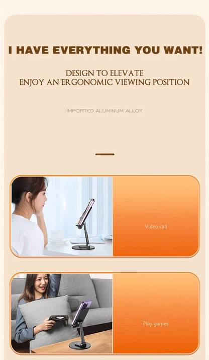 360 Degree Rotatable Metal Desk Phone and Tablet Holder Stand Universal