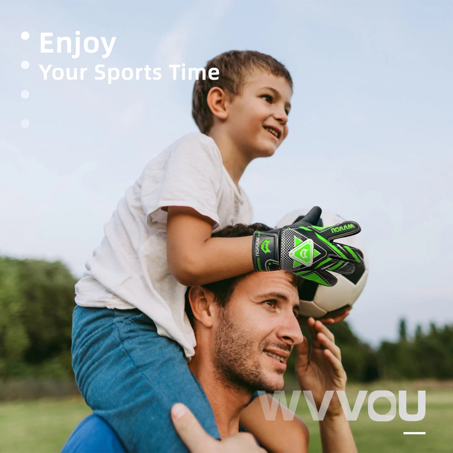 WVVOU Goalkeeper Gloves Children and Teenagers, Football Goalkeeper Gloves, Football Gloves, Double Protection, Portability