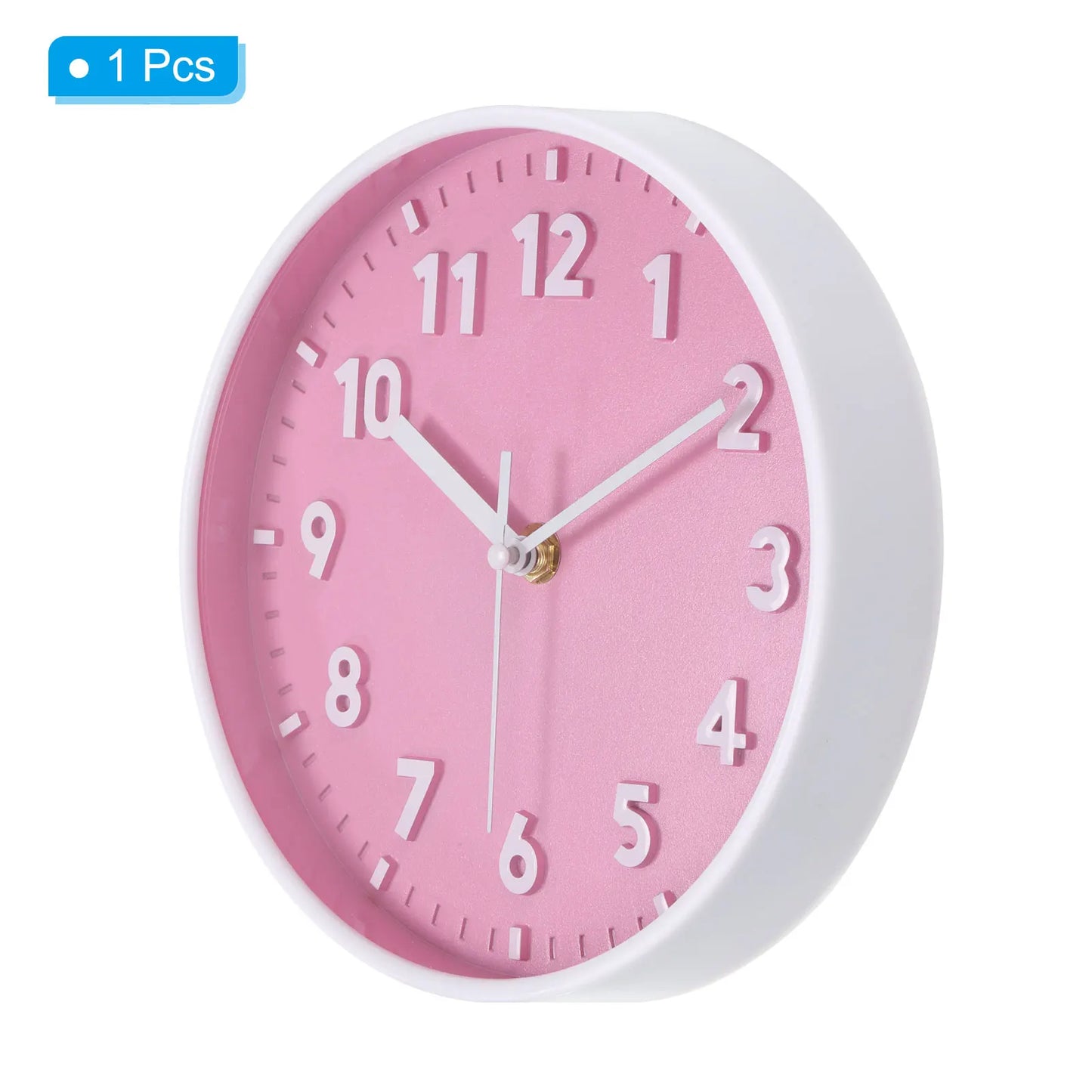Pink 3D Quartz Wall Clock – Silent, Battery Powered, Home & Office