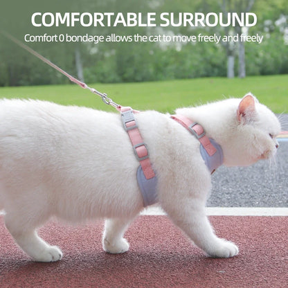 Breathable Padded Polyester Harness And Leash Set For Small Dogs And Cats