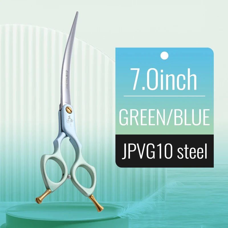 Premium Dog Grooming Curved Scissors – Alloy Handle, 440C Stainless Steel, Professional Pet Shears