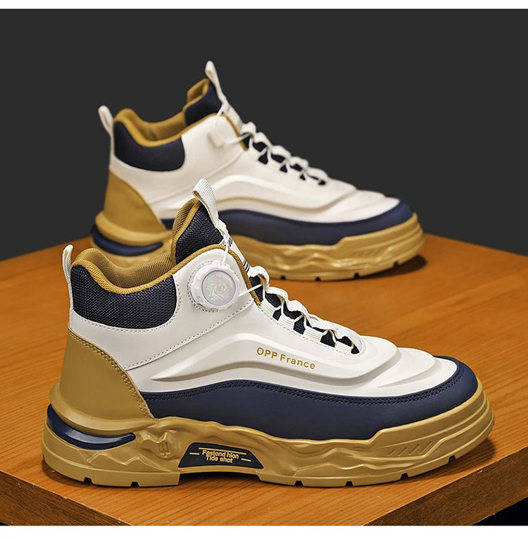 Mens Mesh Breathable Thick Sole Casual Shoes Lace Up