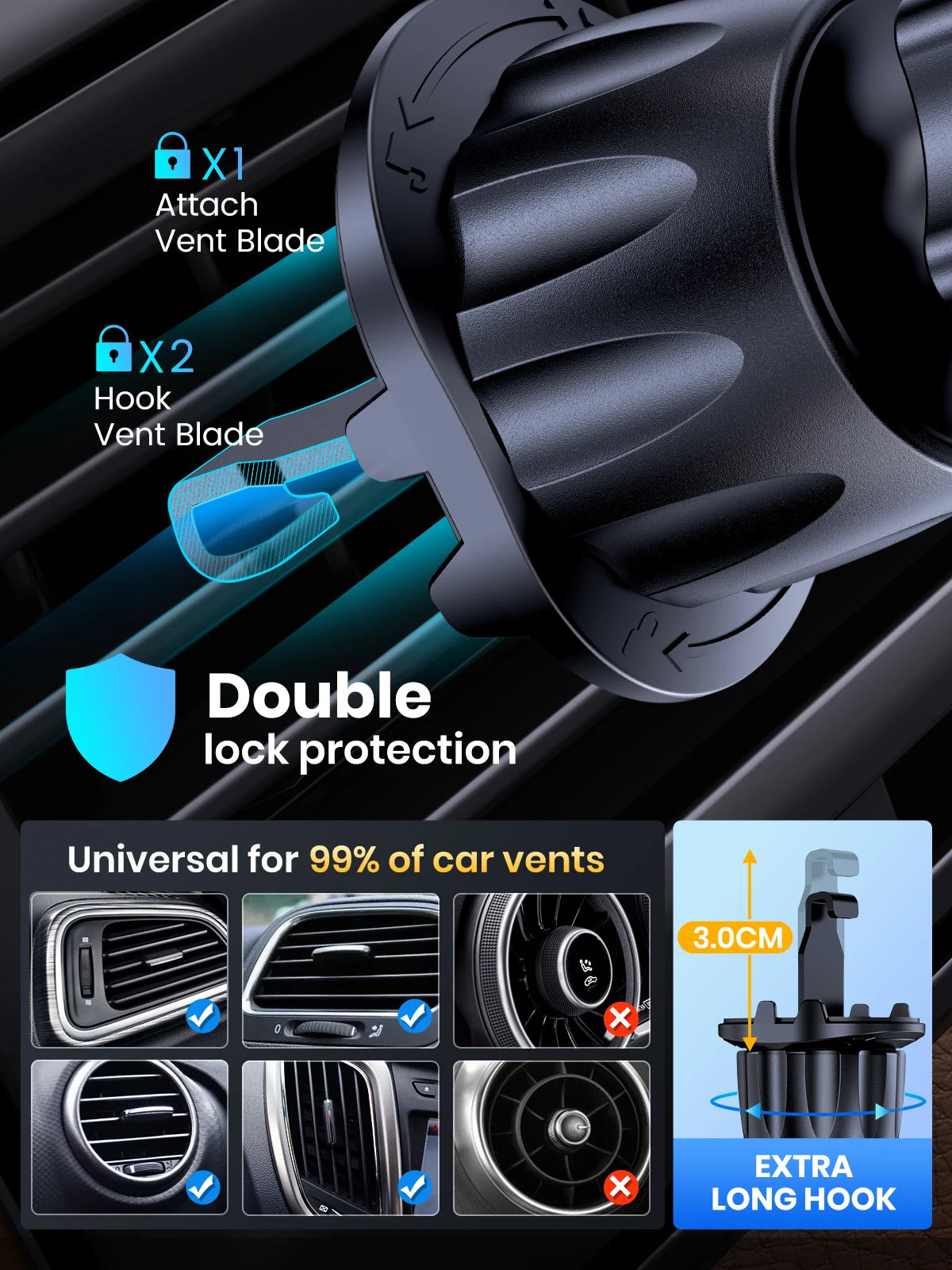 TOPK Magnetic Air Vent Car Phone Holder [Strong Magnet] Car Vent Mount Phone Stand Compatible with iPhone15 14 13 Samsung Xiaomi