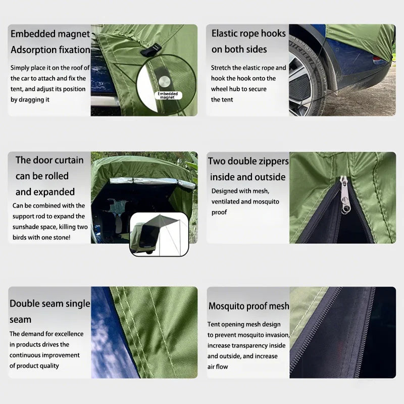 Car Rear Extension Tent With Canopy For Outdoor Camping