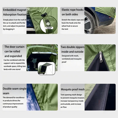 Car Rear Extension Tent With Canopy For Outdoor Camping