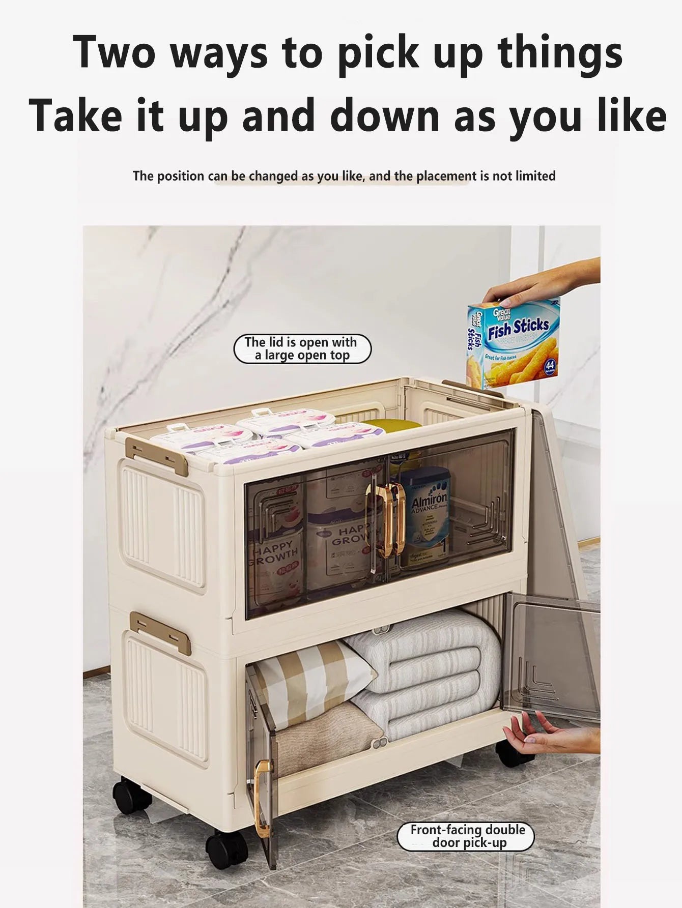 45/55/65cm Length Multifunction Folding Storage Cabinet Sundries Cabinet Large Capacity Dustproof Wardrobe Locker