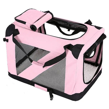 Nylon Car Travel Pet Carrier Folding Cage For Medium And Large Dogs