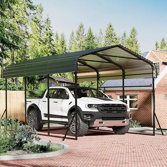 10x15 Carport Heavy Duty, Metal Carport with Galvanized Steel Roof, Metal Car Garage Multi-Use Shelter Outdoor Portable for Car,