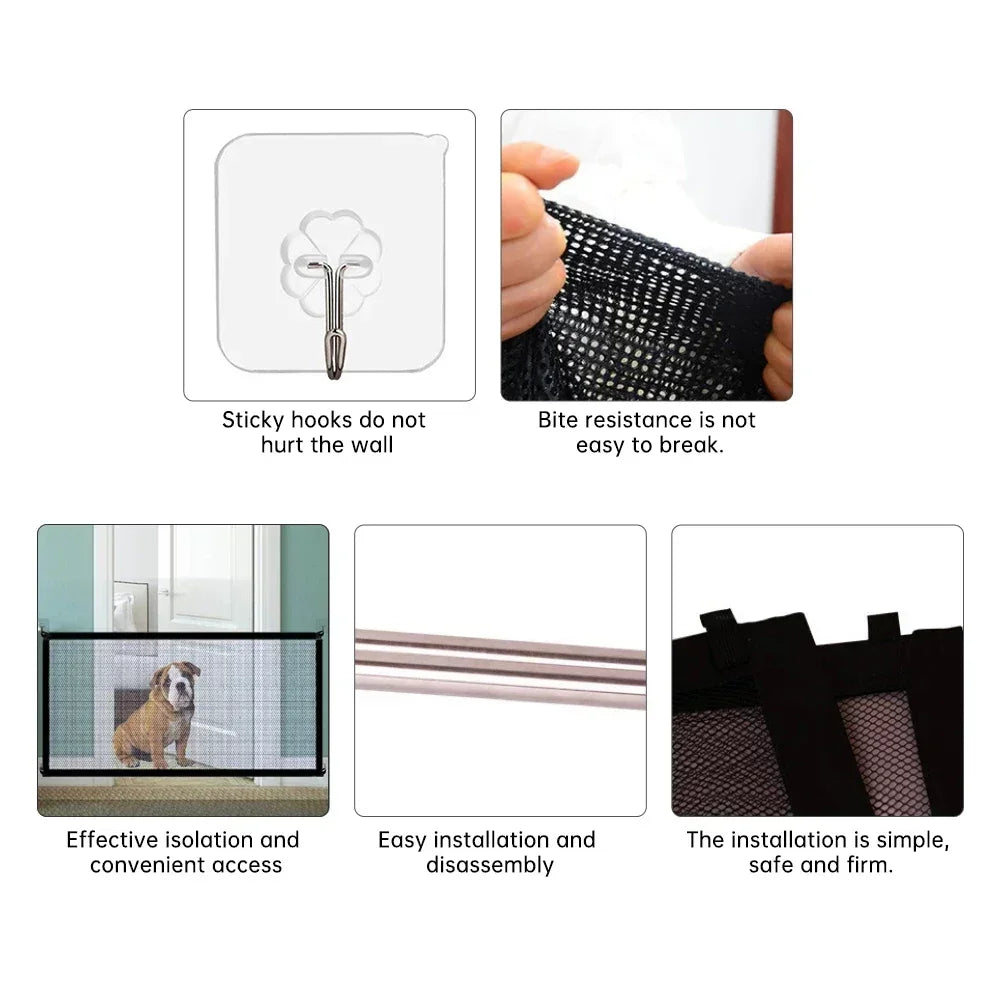 1Set Pet Barrier Fences Mesh Dog Gate Folding Stairs Entrance Separation Guard Portable Breathable Children Safety Playpen